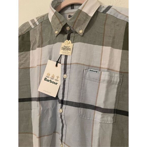 Barbour Douglas Tailored Short-Sleeved Shirt Olive NEW - Picture 5 of 9